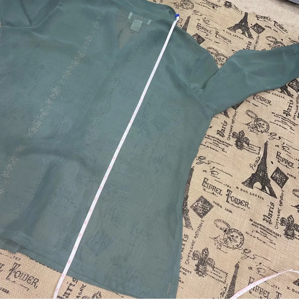 Norton Mcnaughton NWT! Eclipse See Throug Long Sleeve Button Down Blouse Size L - Picture 12 of 14